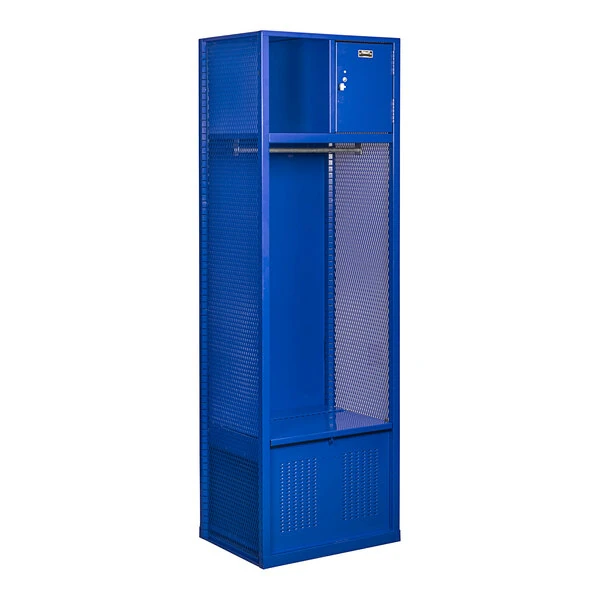 Hallowell 24" x 18" x 75" Open-Front Welded Steel Blue Sports Locker with Security Box and Foot Locker WSBF482-1C-GS