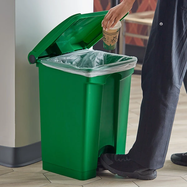 Lavex 72 Qt. / 18 Gallon Green Rectangular Step-On Trash Can