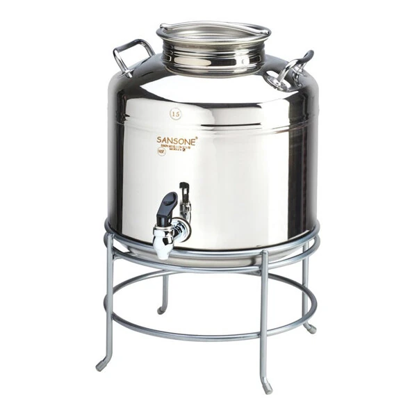 Cal-Mil 3497-3-55 Stainless Steel 3 Gallon Beverage Dispenser with Wire Stand - 14" x 14" x 18"
