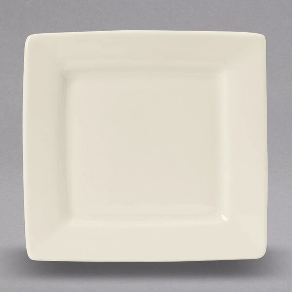 Tuxton BEH-064F 6 1/2" Eggshell China Square Plate - 12/Case