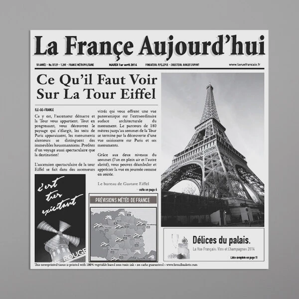 Get Enterprises 4-T3050 7" x 7" French Newsprint Double-Open Bag - 2,000/Case