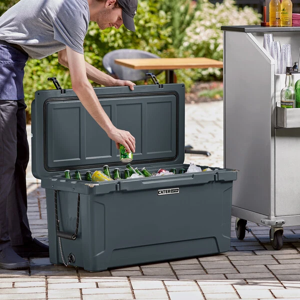 CaterGator CG100CHR Charcoal 110 Qt. Rotomolded Outdoor Cooler / Ice Chest