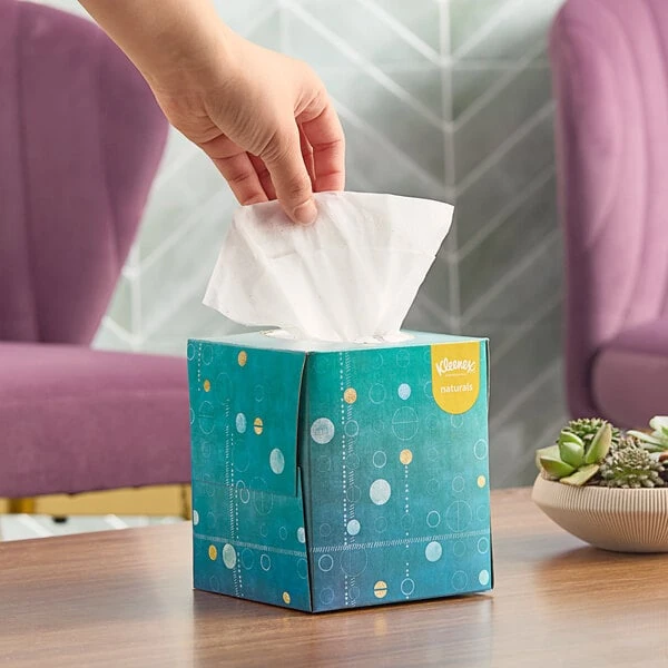 Kleenex® Naturals 90 Sheet 2-Ply Facial Tissue Cube with Plastic-Free Carton - 36/Case