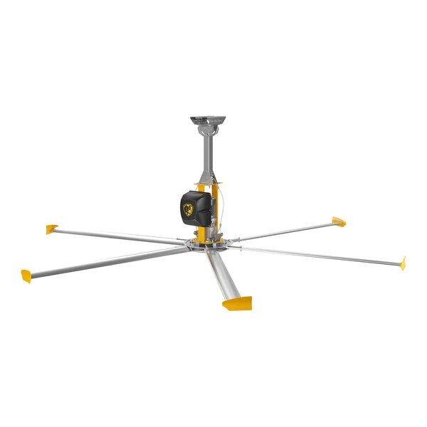 Big Ass Fans 14' Yellow and Silver Aluminum Indoor Shop Ceiling Fan - 100-120V