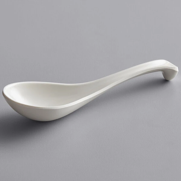 Thunder Group 7000V 1 oz. Ivory Melamine Asian Soup Spoon / Appetizer Spoon - 12/Pack