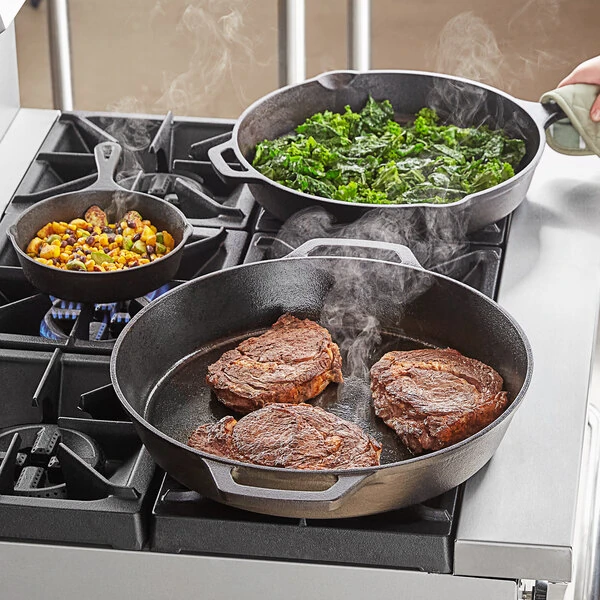 Valor 3-Piece Pre-Seasoned Cast Iron Skillet Set - Includes 8", 15", and 17" Skillets