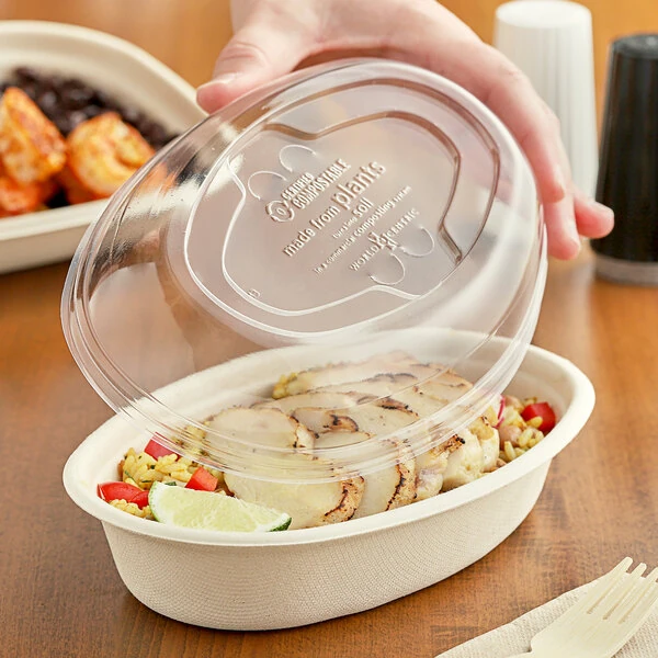 World Centric 18 oz. Clear Compostable PLA Burrito Bowl Lid - 400/Case