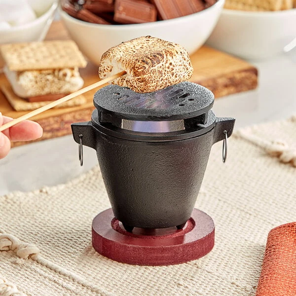 Valor Tabletop Cast Iron Grill with Wooden Base and Fuel Holder