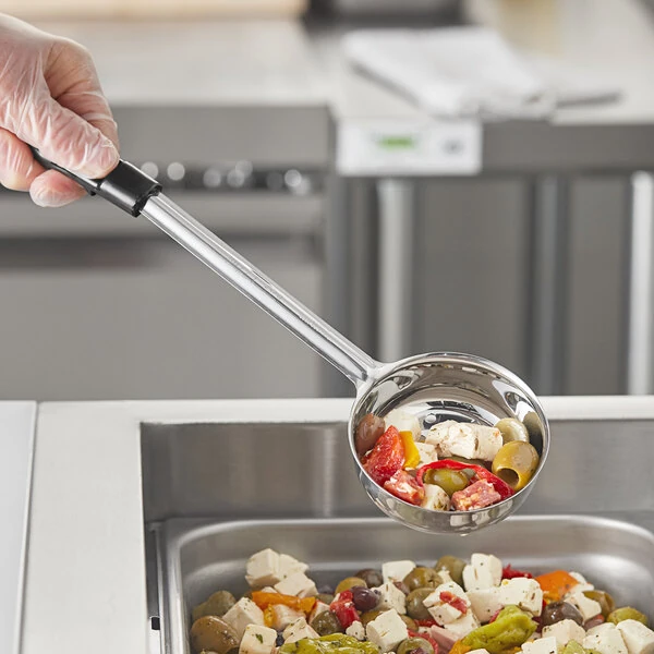 Choice 6 oz. Black Perforated Portion Spoon