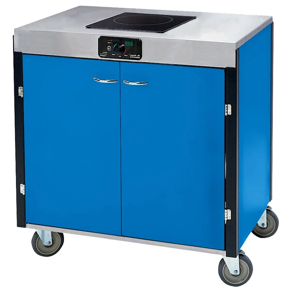 Lakeside 2060BL Creation Express™ Mobile Cooking Cart with 1 Induction Burner, No Exhaust Filtration, and Royal Blue Laminate Finish - 22" x 34" x 35 1/2"