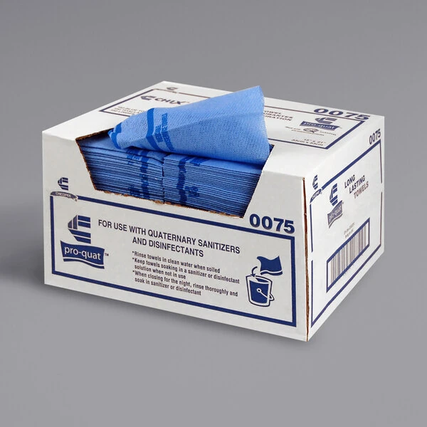 Chicopee 0075 Chix® Pro-Quat 13" x 21" Blue Heavy-Duty Foodservice Towel - 150/Case