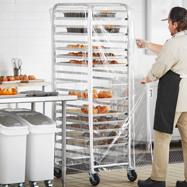 Regency 63" Clear 8 Mil Full-Size Plastic Bun Pan Rack Cover with 3 Zippers