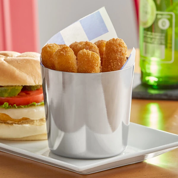 Acopa 16 oz. Smooth Stainless Steel Appetizer / French Fry Holder with Flat Top