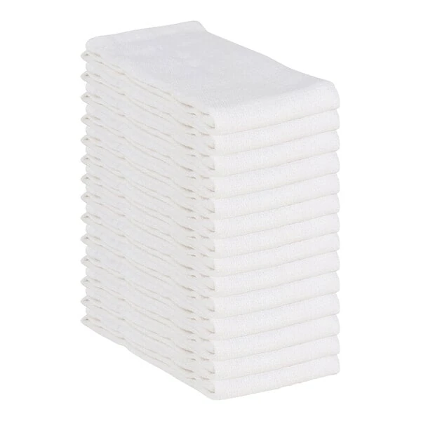 Hospeco 16" x 26" White 100% Cotton Huck Towel - 12/Pack