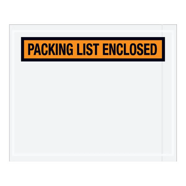 Lavex 4 1/2" x 5 1/2" 2 Mil Orange Panel Face Printed Polyethylene Packing List Envelope - 1,000/Case