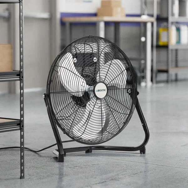 Boltic 18" Black Powder-Coat 3-Speed 360-Degree Tilt Portable High-Velocity Floor Fan - 4,160 CFM, 120V, 1 Phase, 1/7 hp