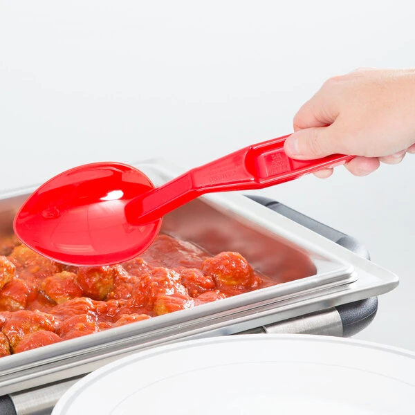 Cambro SPO11CW 11" Red Camwear® Solid Salad Bar / Buffet Spoon