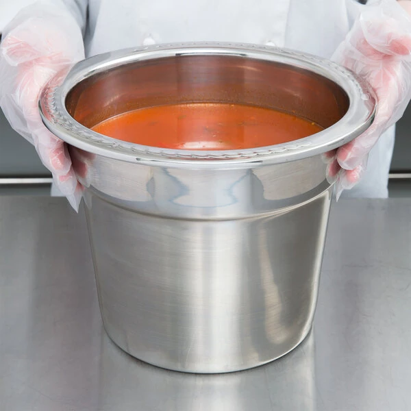 Vollrath 8230010 Miramar® 7 Qt. Stainless Steel Soup Inset with Embossed Rim
