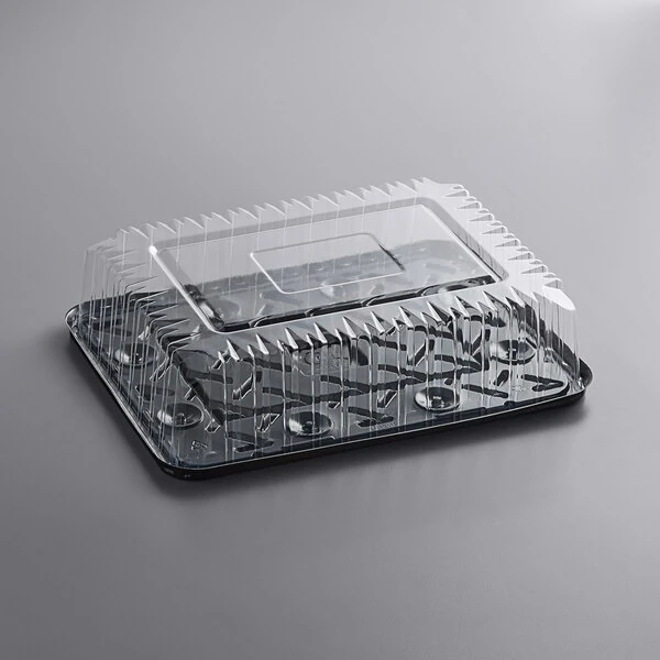 Choice 1/4 Size Low Dome Sheet Cake Display Container with Clear Dome Lid - 20/Pack