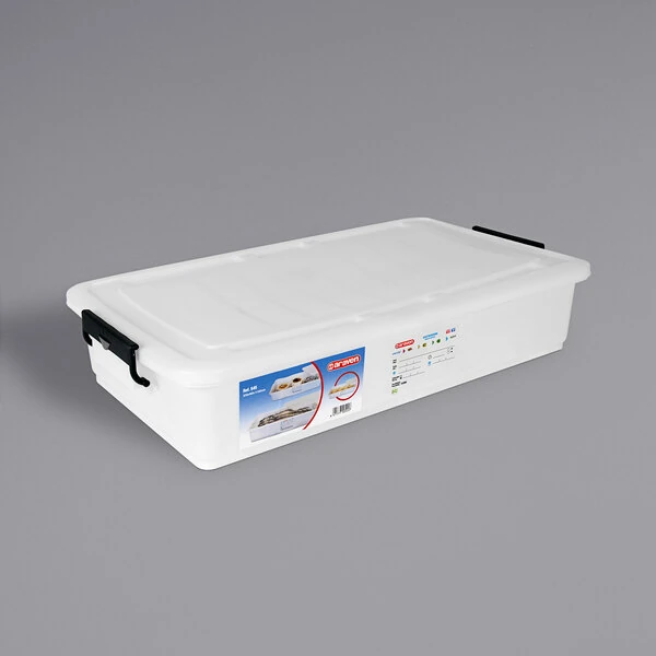 Araven 32 5/8" x 18 1/8" x 7 1/8" White Plastic Food Box with Snap-On Lid 00545