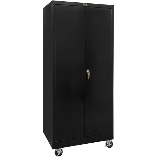 Hallowell 36" x 24" x 72" Black Mobile Storage Cabinet with Solid Doors - Assembled 415S24MA-ME