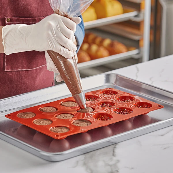 Pavoni Formaflex 15 Compartment Round Silicone Baking Mold FR003 - 1 1/2 inch x 3/4 inch Cavities