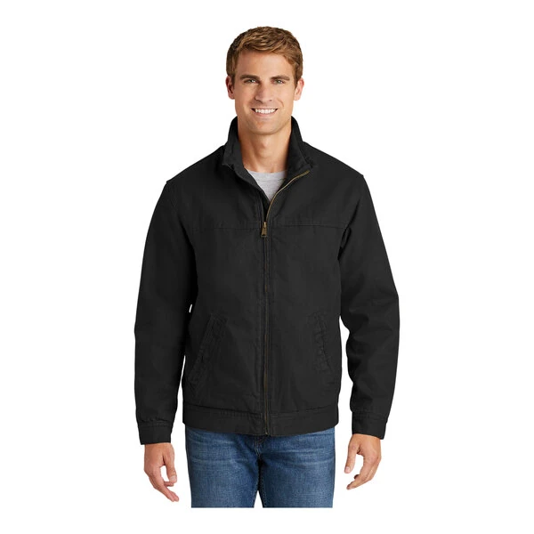 CornerStone CSJ40 Unisex Customizable Black Washed Duck Cloth Flannel-Lined Work Jacket - 6X