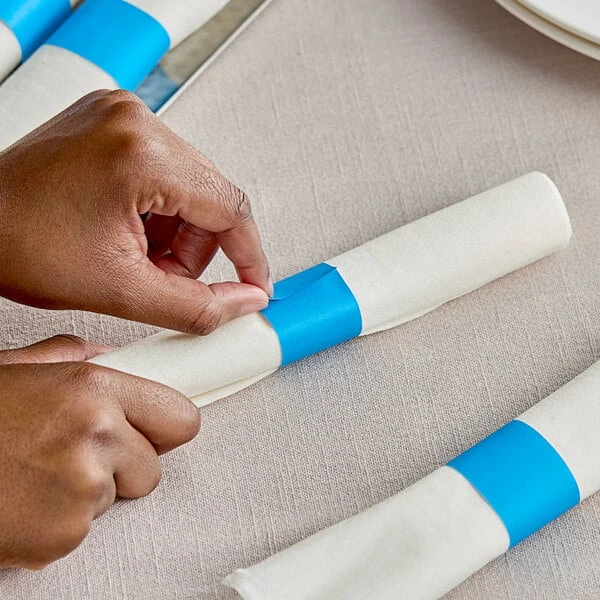 Choice Blue Self-Adhering Customizable Paper Napkin Band - 2,000/Pack