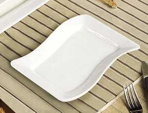 CAC SOH-34 Soho 9" x 6 1/4" Ivory (American White) Rectangular Stoneware Platter - 24/Case