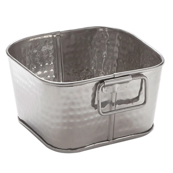 American Metalcraft STH6 6" x 3" Hammered Stainless Steel Square Beverage Tub