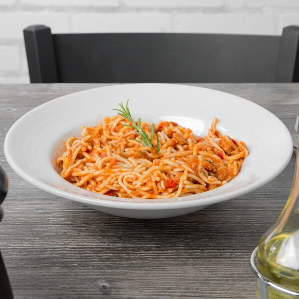 Tuxton FPD-106 Pacifica 43 oz. Bright White Embossed China Pasta Bowl   - 12/Case
