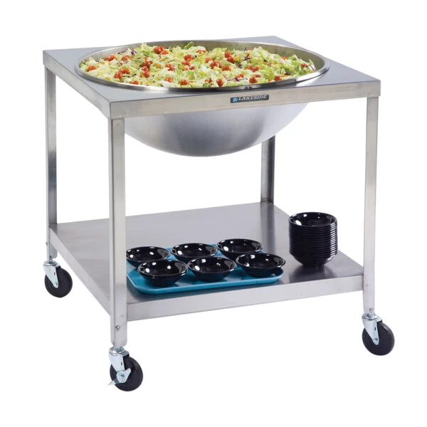 Lakeside PB713 PrisonBilt Heavy-Duty Stainless Steel Mobile Mixing Bowl Stand for 80 Qt. Bowl