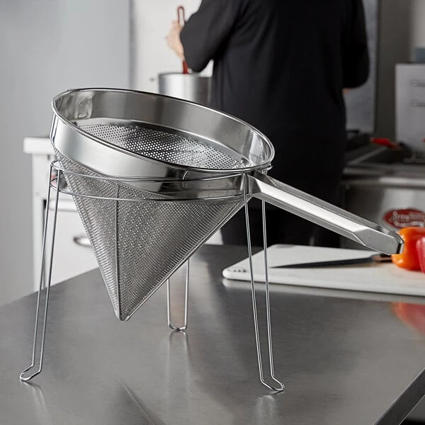 Choice 12" Fine China Cap Strainer and Stand Set