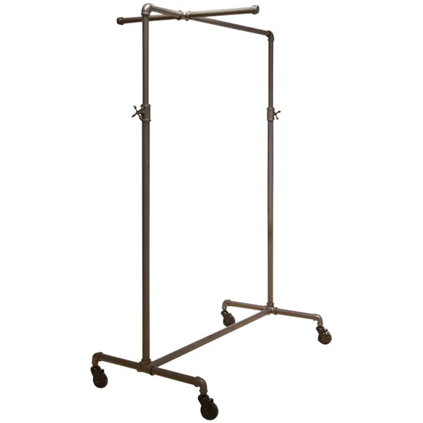 Econoco 41" x 22" x 72" Anthracite Gray Ballet Garment Rack with Crossbar and Adjustable Hangrail