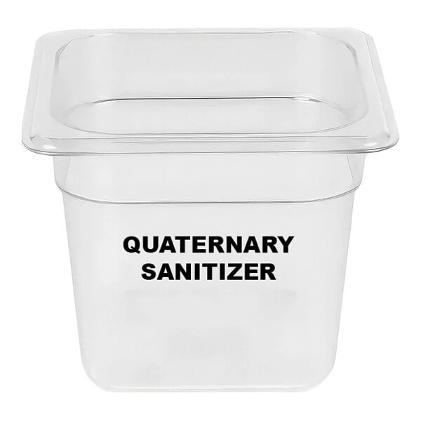 Cambro 2.4 Qt. 1/6 Size 6" Deep Clear Plastic "Quaternary Sanitizer" Sanitizing Pan 250767A