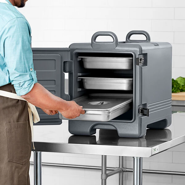 Cambro UPC300615 Ultra Pan Carrier® Charcoal Gray Front Loading Insulated Food Pan Carrier - 4 Full-Size Pan Max Capacity