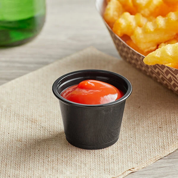 Choice 1 oz. Black Plastic Souffle Cup / Portion Cup - 2,500/Case