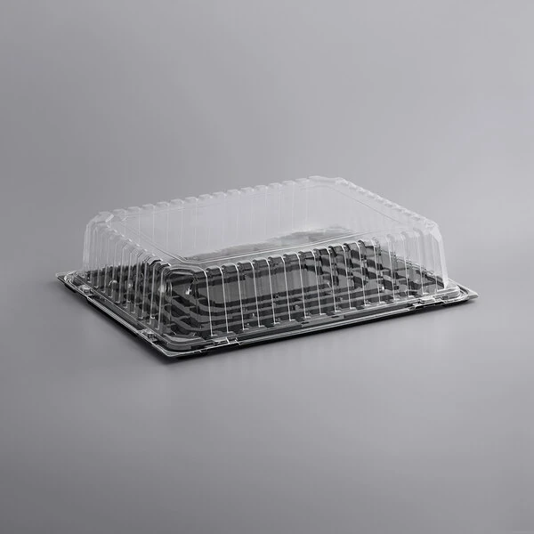 Choice 1/2 Size Low Dome Sheet Cake Display Container with Clear Dome Lid - 5/Pack