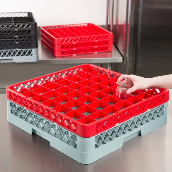 Noble Warewashing 49-Compartment Red Full-Size Glass Rack Extender