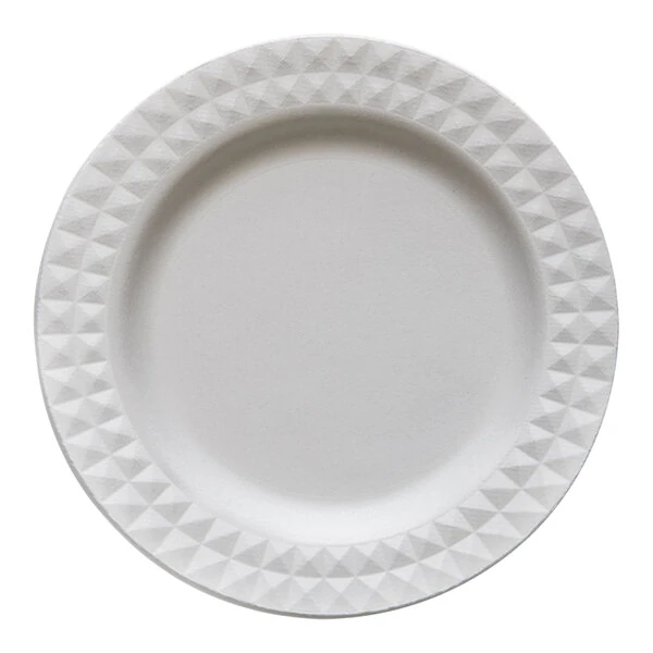 Jungle Decor 7" No PFAS Added Compostable Sugarcane Pulp Plate - 100/Sample