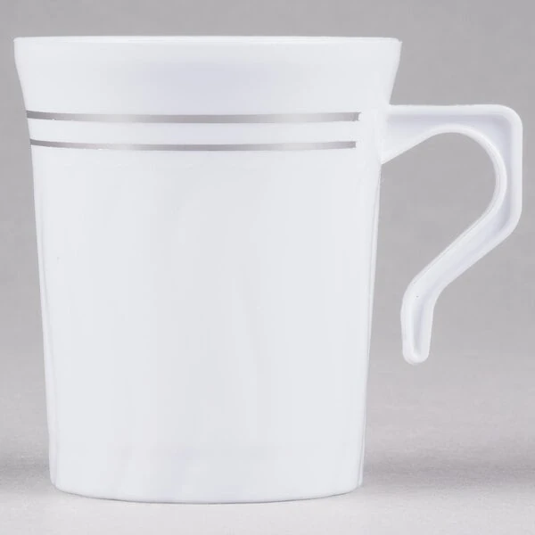 Fineline Silver Splendor 508-WH 8 oz. White Plastic Coffee Mug - 120/Case