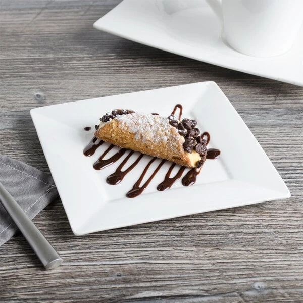 Bon Chef 5000004B Wide Rim 6" White Bone China Square Plate - 36/Case