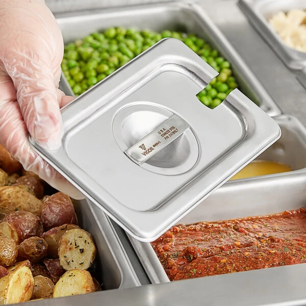 Vigor 1/9 Size Slotted Stainless Steel Steam Table / Hotel Pan Cover