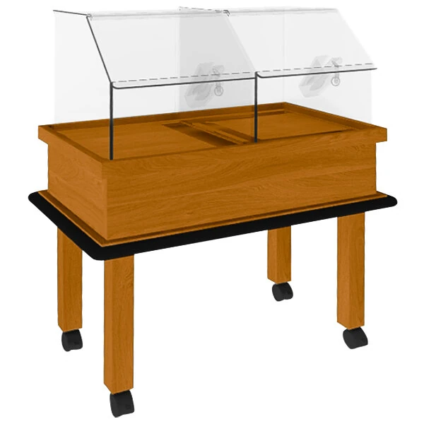Marco Company 30" x 18" x 38 1/4" Honey Pine Bakery Display with Clear Top