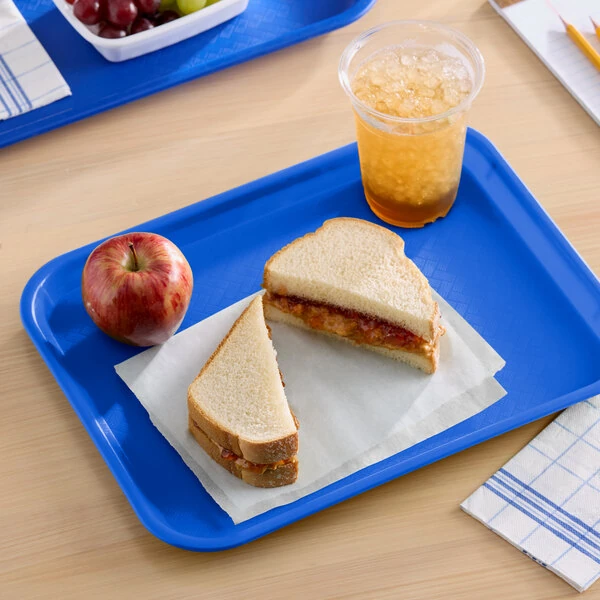 Choice 10" x 14" Blue Plastic Fast Food Tray - 12/Pack