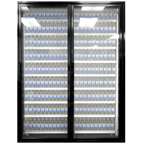Styleline CL2672-HH 20//20 Plus 26" x 72" Walk-In Cooler Merchandiser Doors with Shelving - Satin Black, Right Hinge - 2/Set
