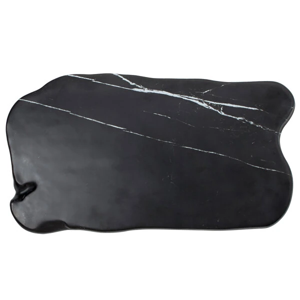 American Metalcraft MB17 17 3/8" x 9 7/8" x 5/8" Organic Shape Melamine Serving Board - Faux Black Marble