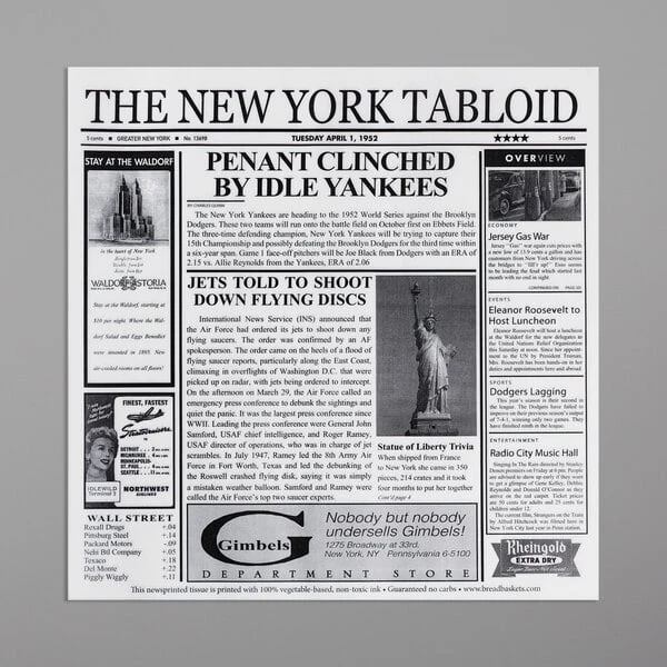 GET Enterprises 4-TY1200 White 12" x 12" New York Newsprint Liner - 1,000/Case
