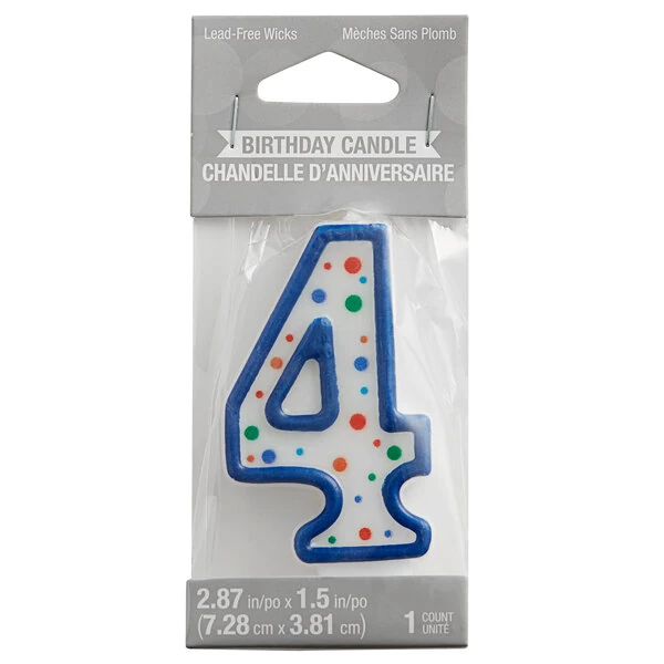 Creative Converting 104563 3" Polka Dot "4" Candle
