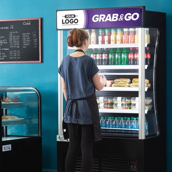 Avantco BVAC-46HC 46" Black Refrigerated Air Curtain Merchandiser with Customizable Panel